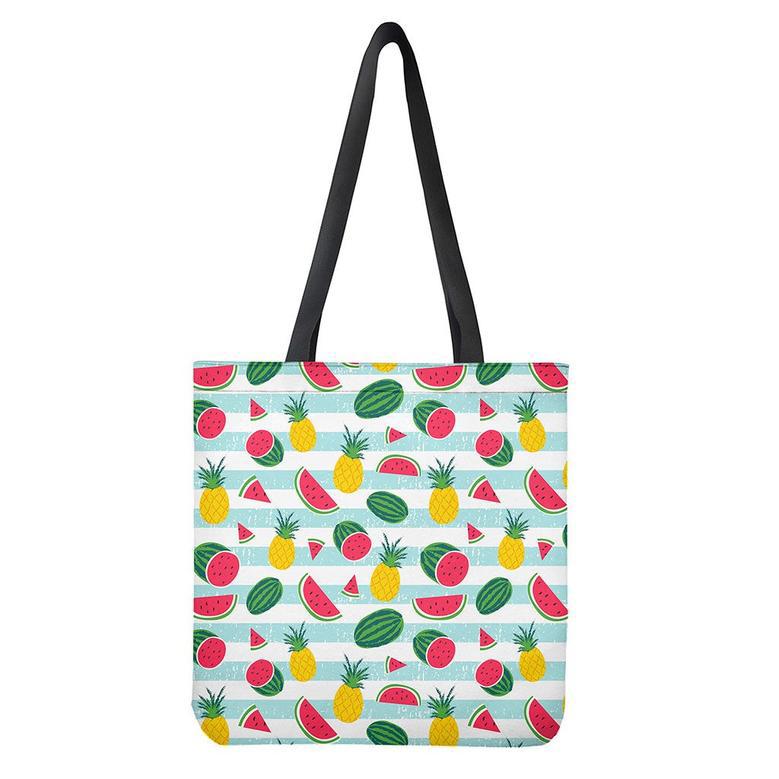 Cute Pineapple Watermelon Pattern Print Tote Bag