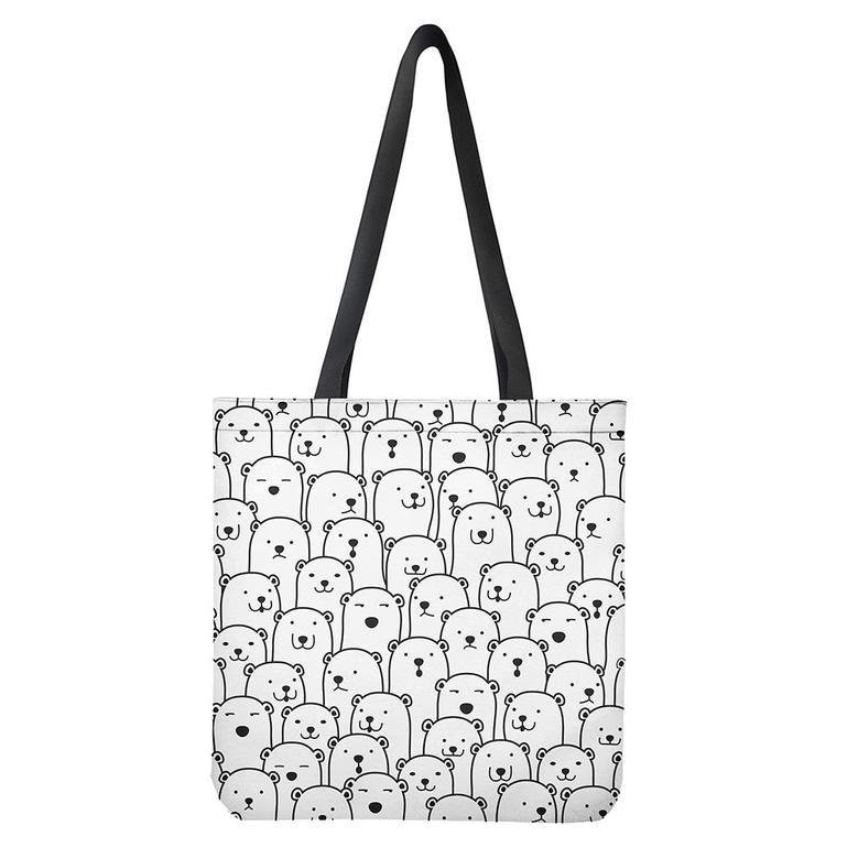 Cute Polar Bear Pattern Print Tote Bag