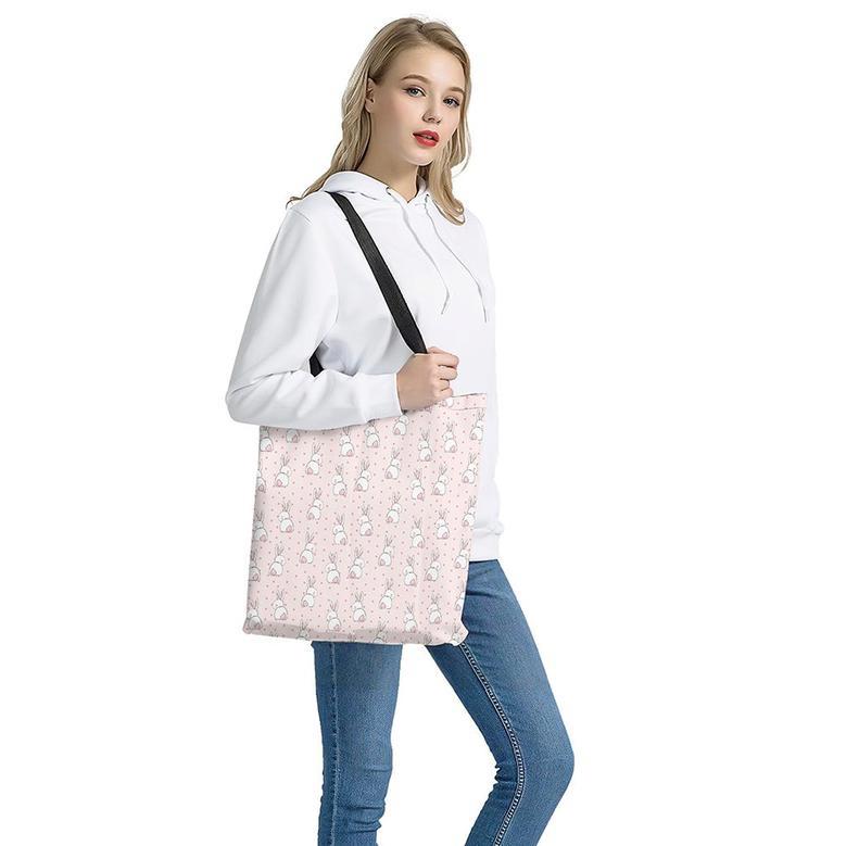 Cute Rabbit Pattern Print Tote Bag