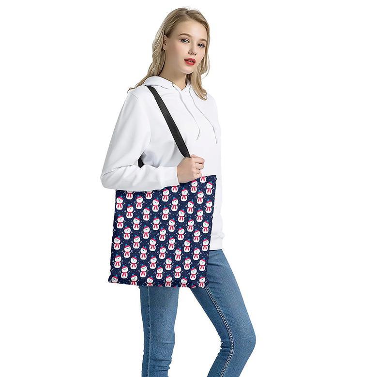 Cute Snowman Pattern Print Tote Bag