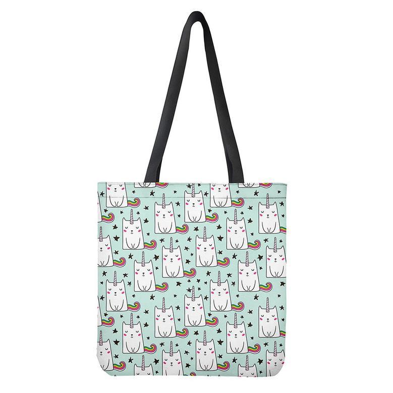 Cute Unicorn Cat Pattern Print Tote Bag