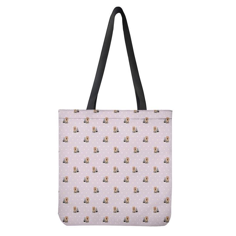 Cute Yorkshire Terrier Pattern Print Tote Bag