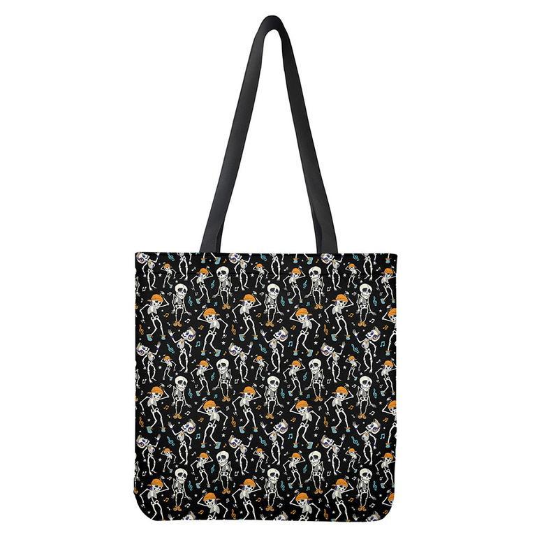 Dancing Skeleton Party Pattern Print Tote Bag