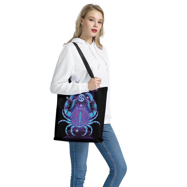 Dark Cancer Zodiac Sign Print Tote Bag