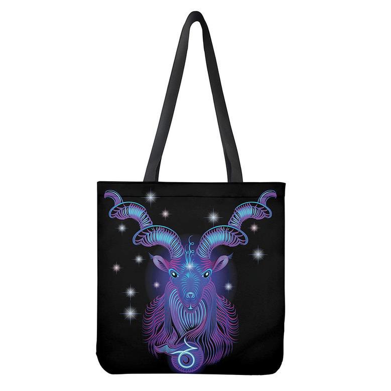 Dark Capricorn Zodiac Sign Print Tote Bag