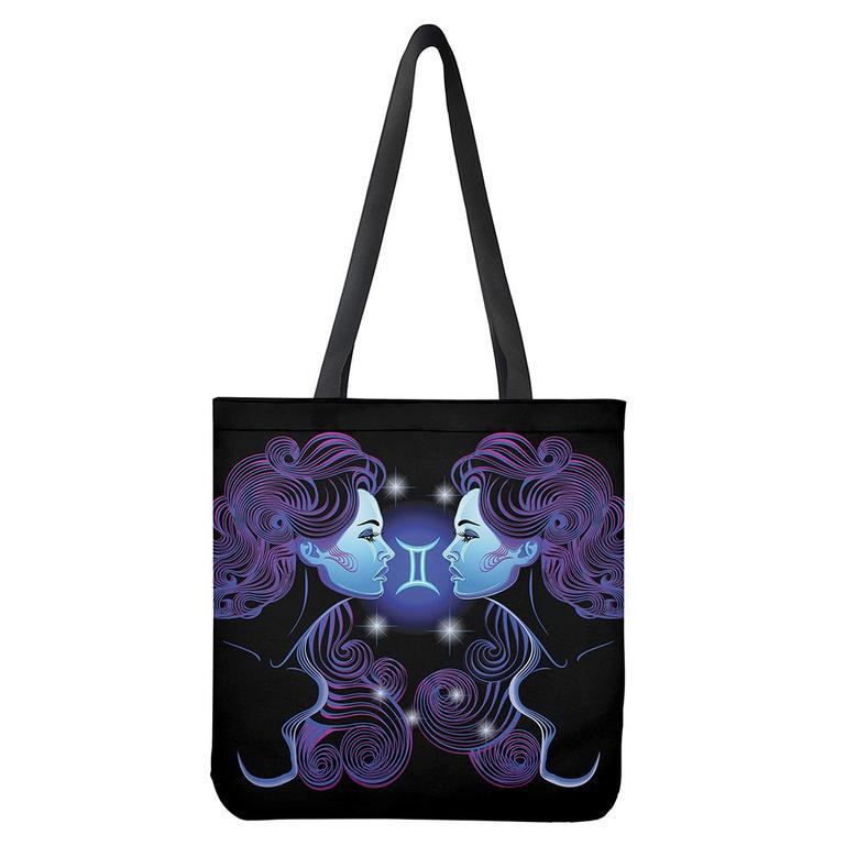 Dark Gemini Zodiac Sign Print Tote Bag