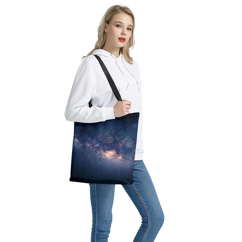 Dark Milky Way Galaxy Space Print Tote Bag