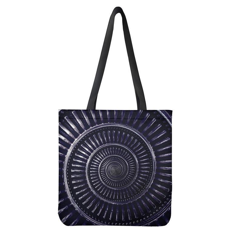 Dark Navy Metal Spiral Print Tote Bag