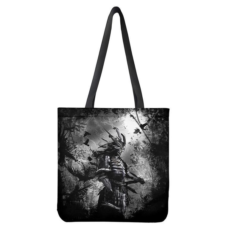 Dark Samurai Warrior Print Tote Bag