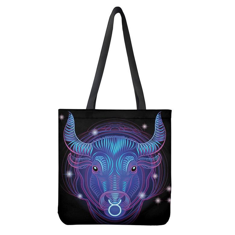 Dark Taurus Zodiac Sign Print Tote Bag