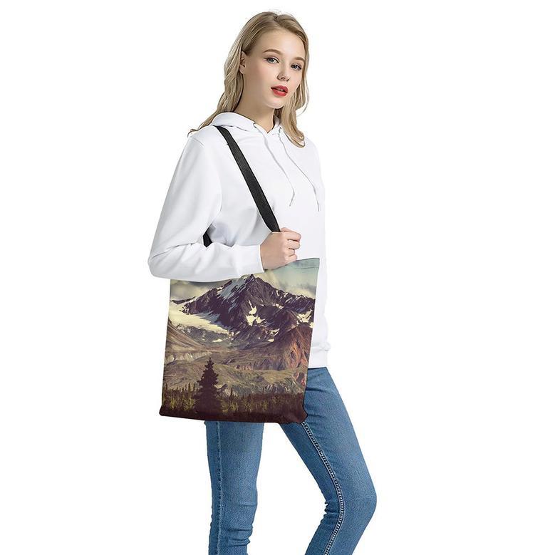 Denali Mountain Print Tote Bag