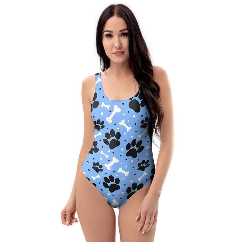 Dog Bone Paw One Piece Swimsuite