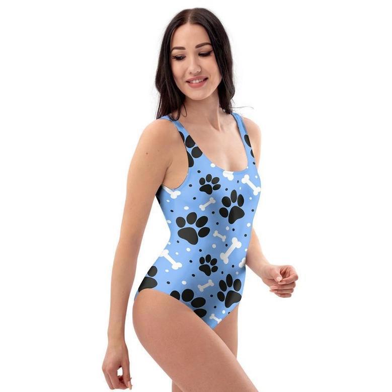 Dog Bone Paw One Piece Swimsuite