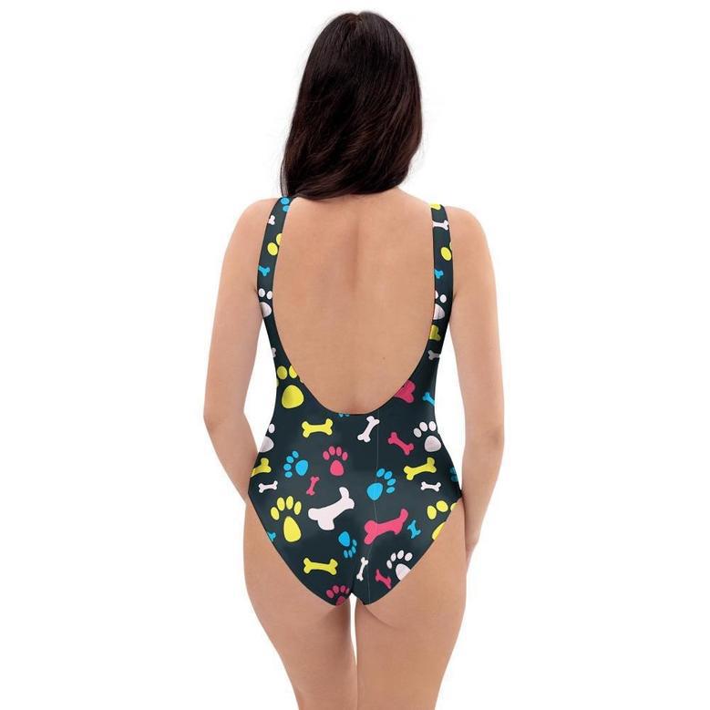 Dog Paw Print One Piece Swimsuite