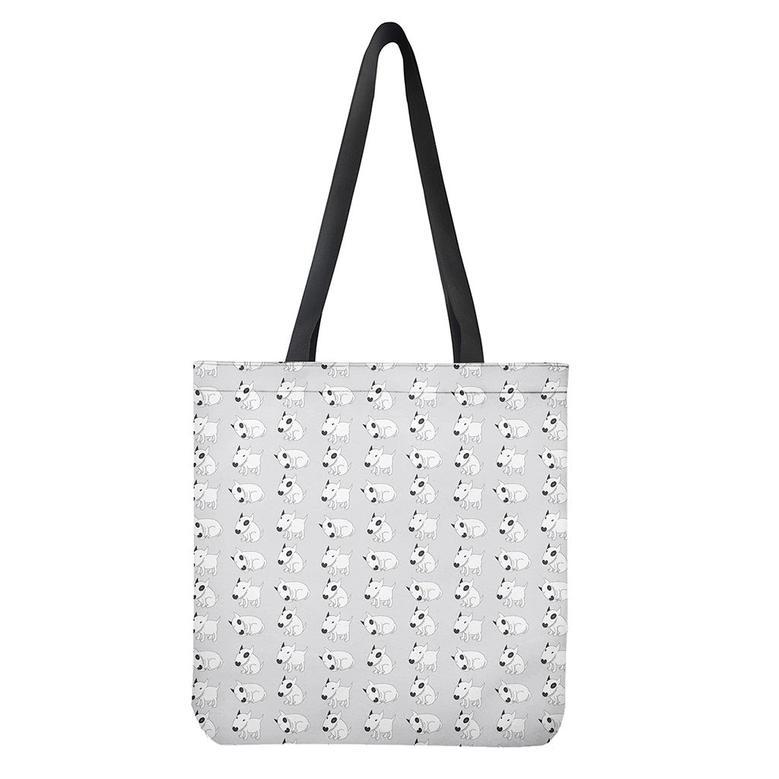 Doodle Bull Terrier Pattern Print Tote Bag