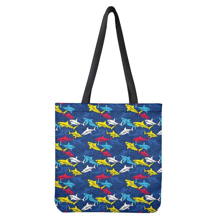 Doodle Shark Pattern Print Tote Bag