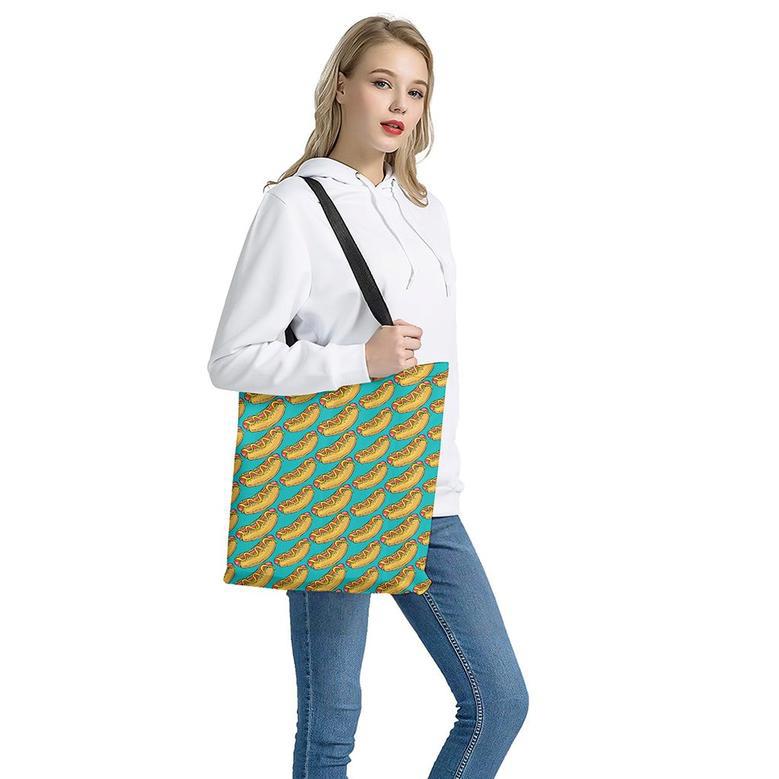 Drawing Hot Dog Pattern Print Tote Bag