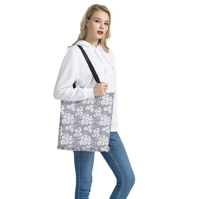 Drawing Orchid Pattern Print Tote Bag