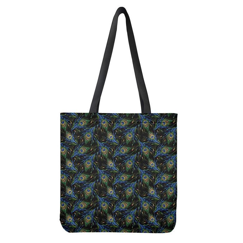 Embroidery Peacock Feather Print Tote Bag