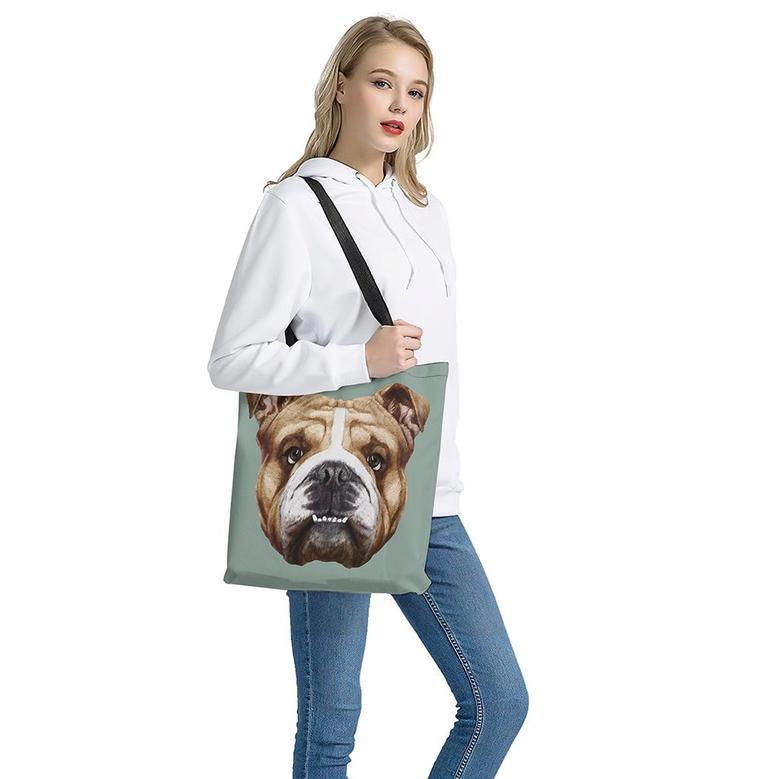 English Bulldog Portrait Print Tote Bag