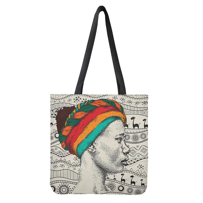 Ethnic African Girl Print Tote Bag