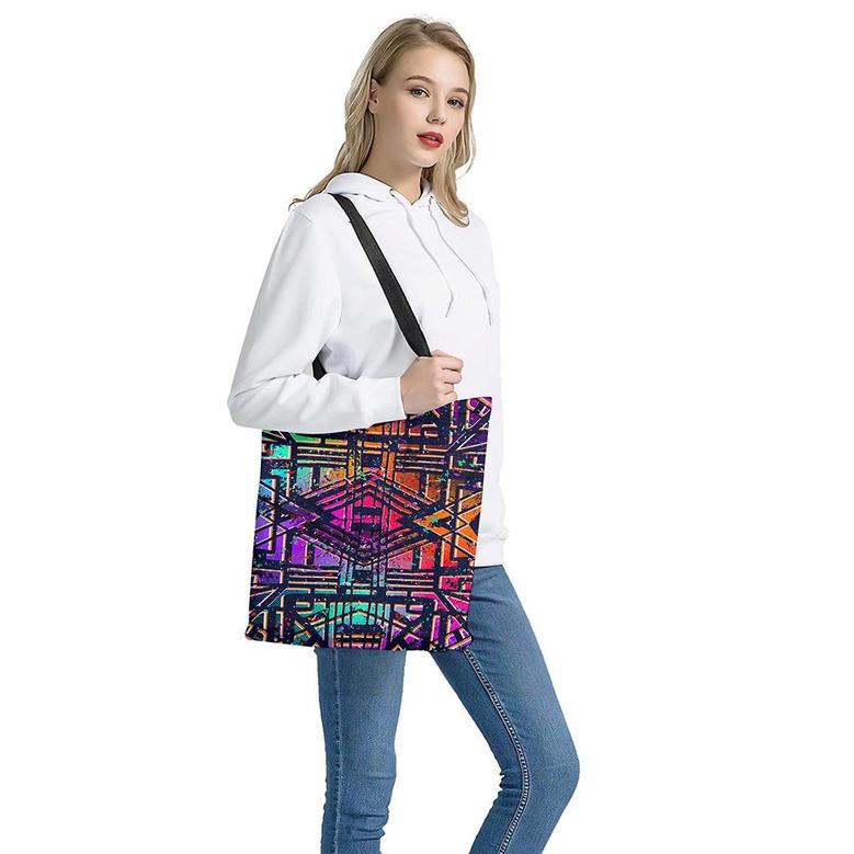 Ethnic Aztec Grunge Trippy Print Tote Bag