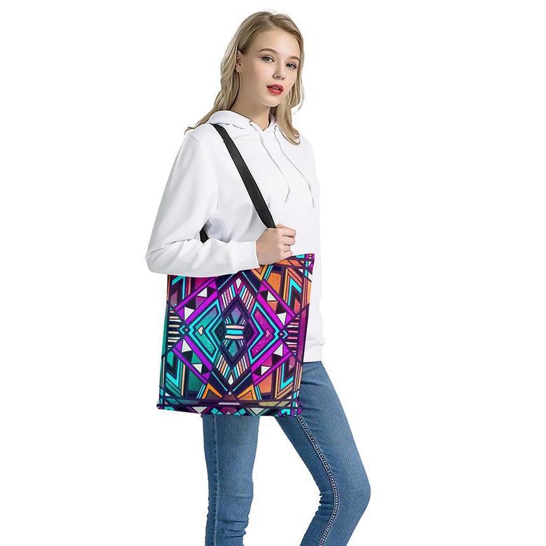 Ethnic Aztec Trippy Print Tote Bag