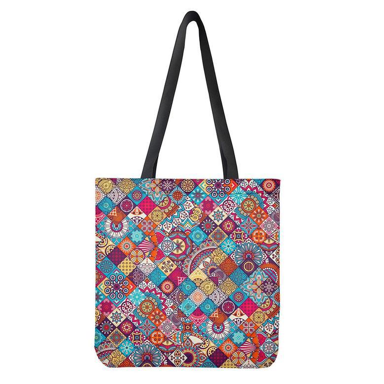 Ethnic Bohemian Mandala Pattern Print Tote Bag