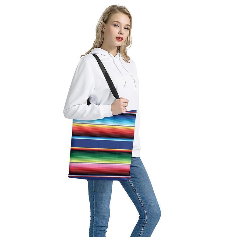 Ethnic Mexican Serape Pattern Print Tote Bag