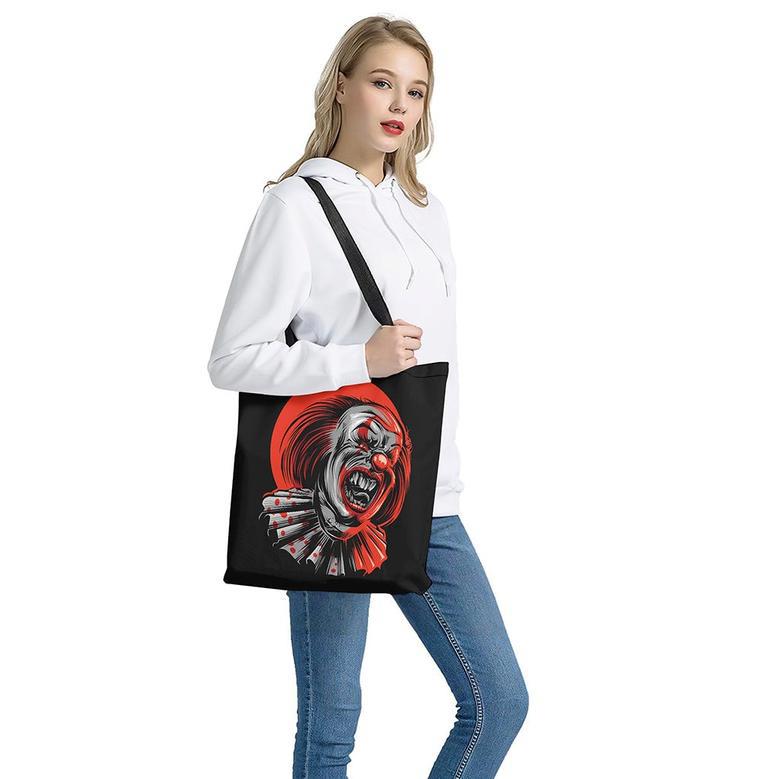 Evil Clown Print Tote Bag