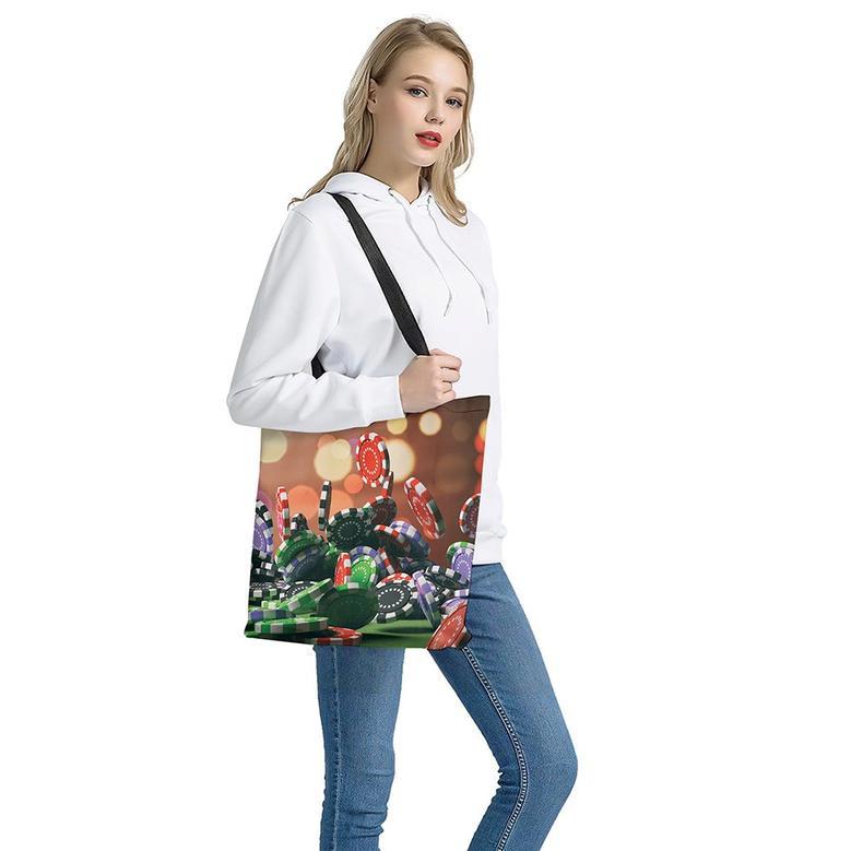 Falling Poker Chips Print Tote Bag