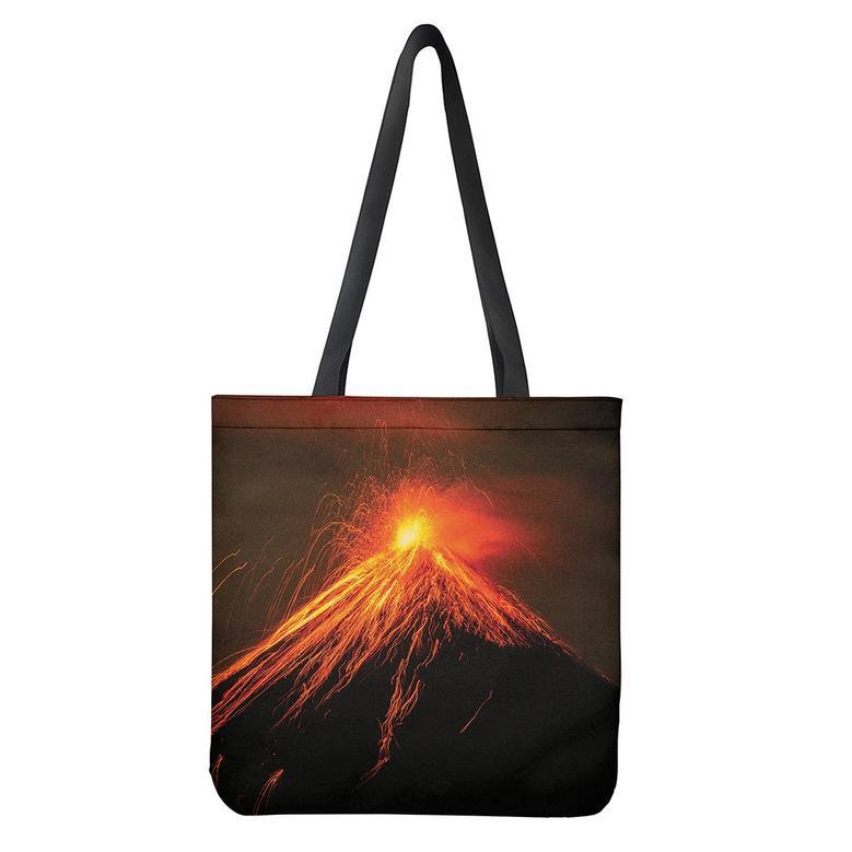 Fire Volcano Print Tote Bag