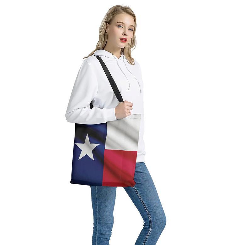 Flag Of Texas Print Tote Bag