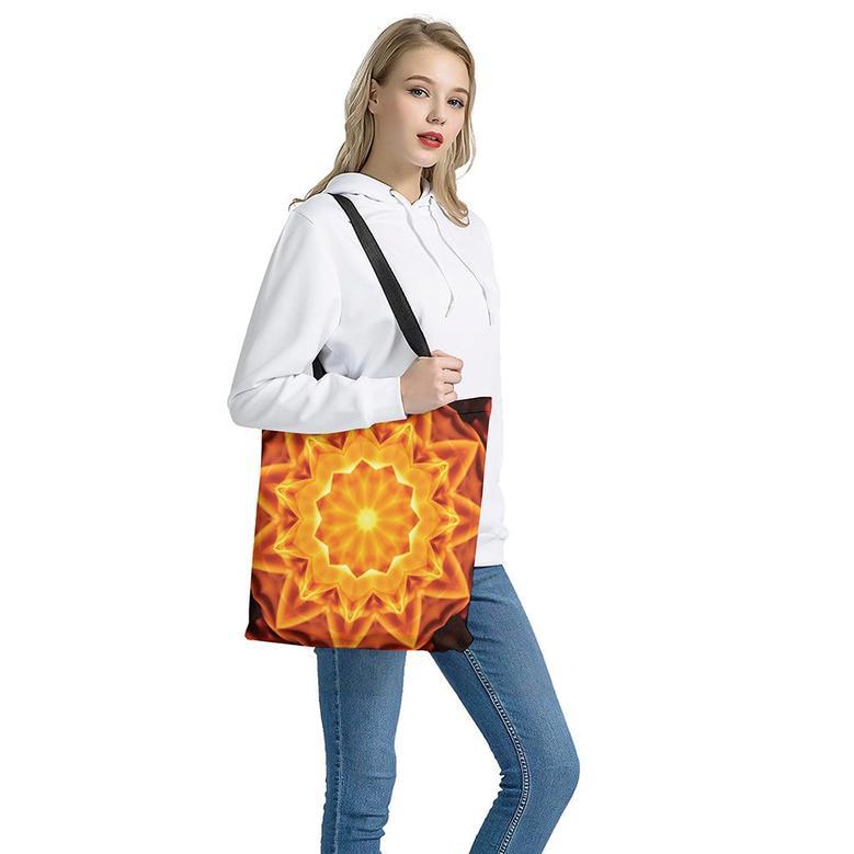 Flame Kaleidoscope Print Tote Bag