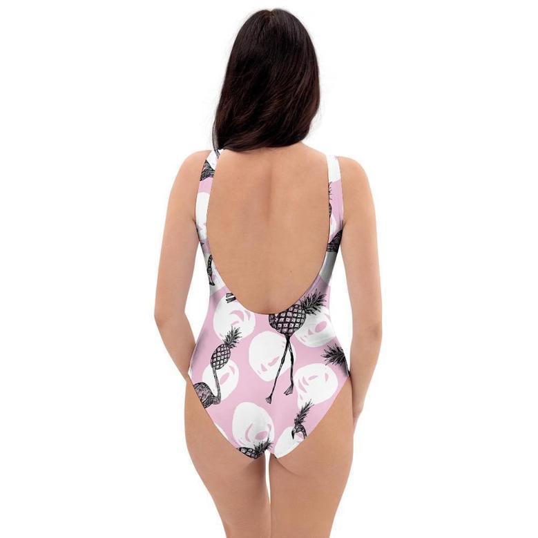 Flamingo Pineapple Print One Piece Swimsuite