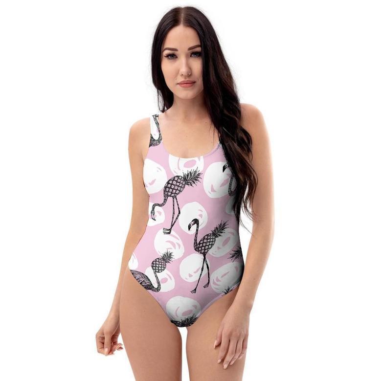 Flamingo Pineapple Print One Piece Swimsuite