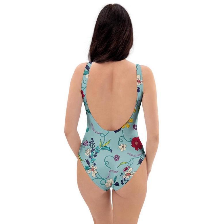 Floral Flower Print One Piece Swimsuite