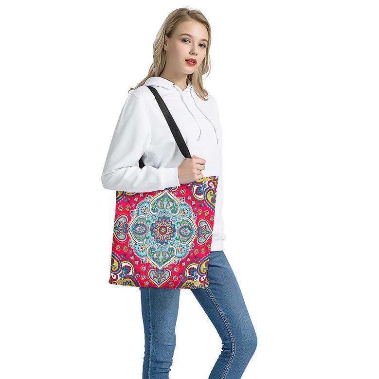 Floral Paisley Mandala Print Tote Bag