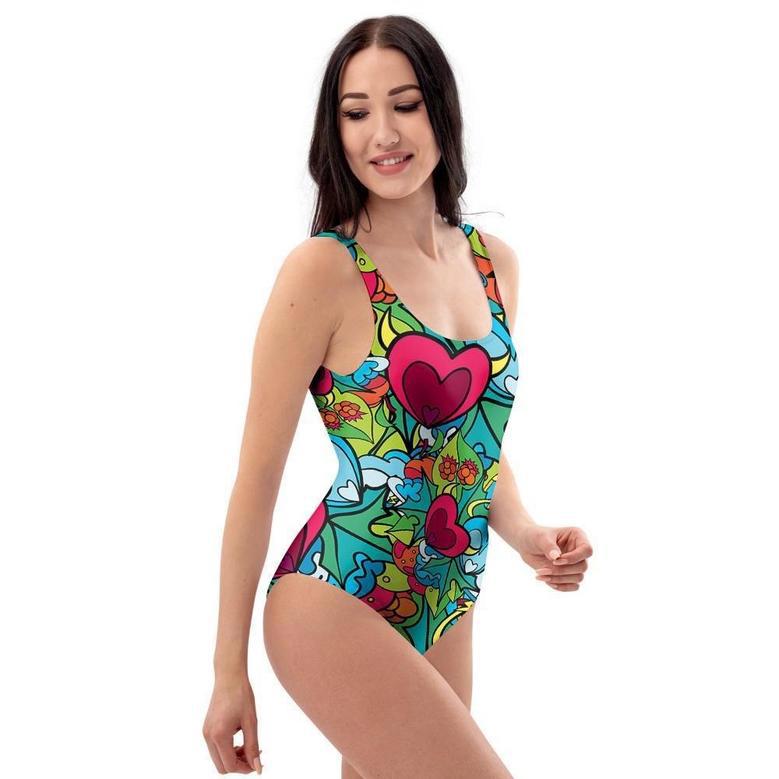 Floral Psychedelic One Piece Swimsuite