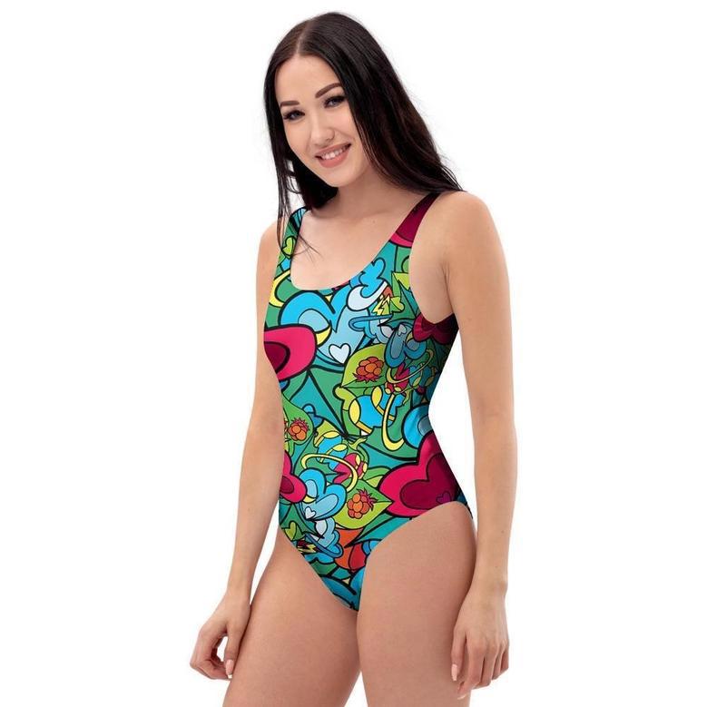 Floral Psychedelic One Piece Swimsuite