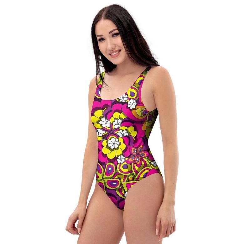 Floral Trippy One Piece Swimsuite