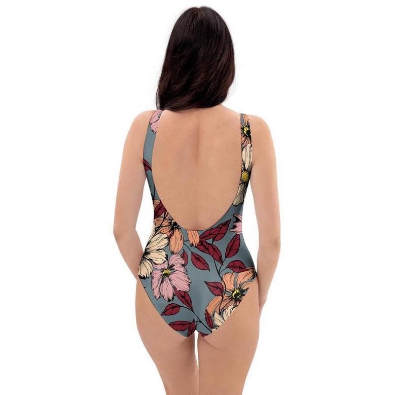 Flower Print One Piece Swimsuite