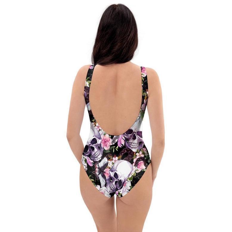 Flower Skull One Piece Swimsuite