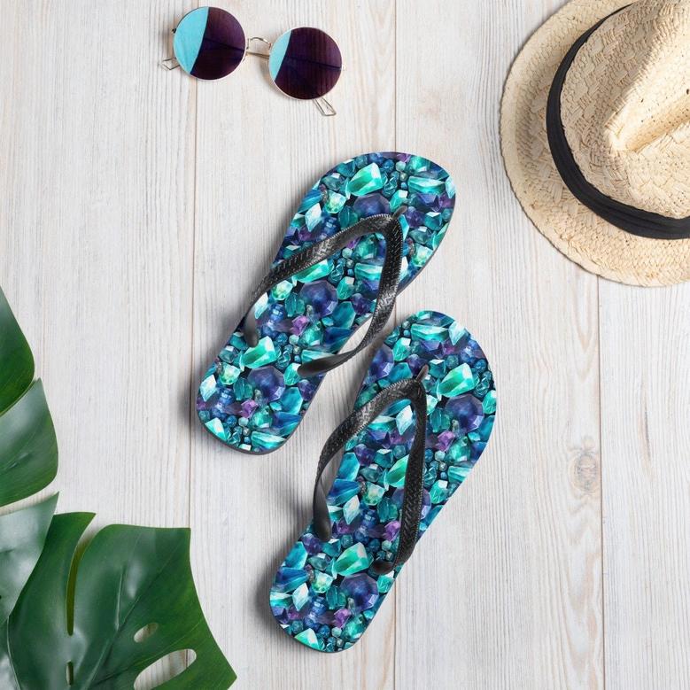 Fluorite Gemstone Pattern Flip Flops