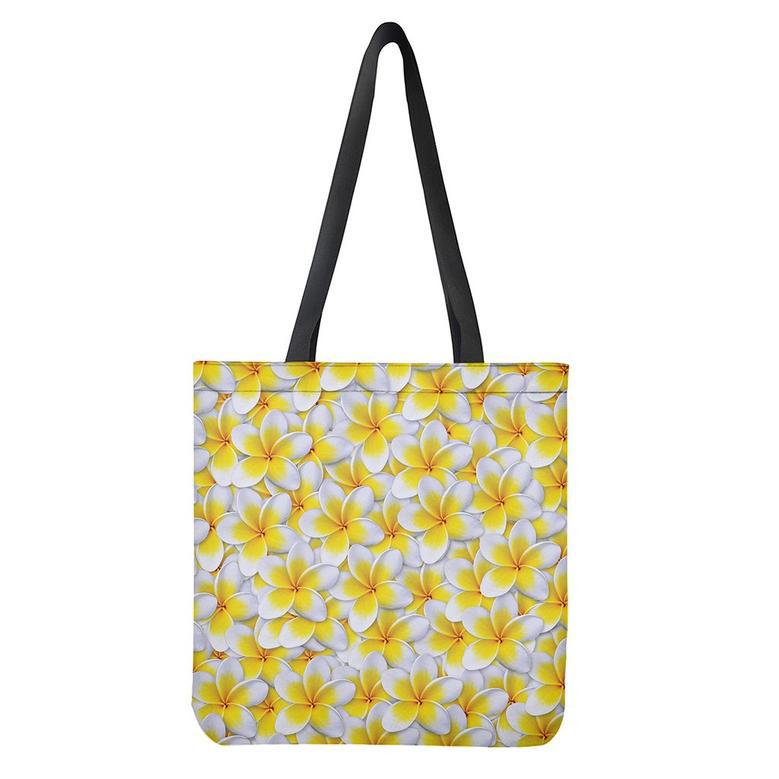 Frangipani Flower Print Tote Bag