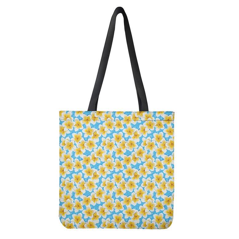 Frangipani On The Water Pattern Print Tote Bag