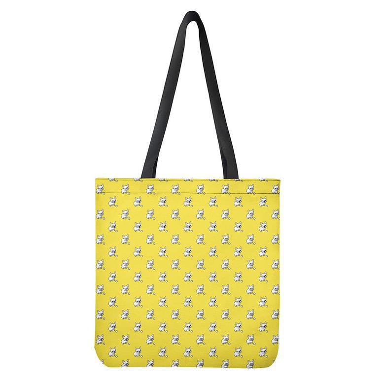 French Bulldog Puppy With Baseball Print Tote Bag