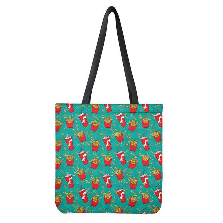 French Fries And Cola Pattern Print Tote Bag