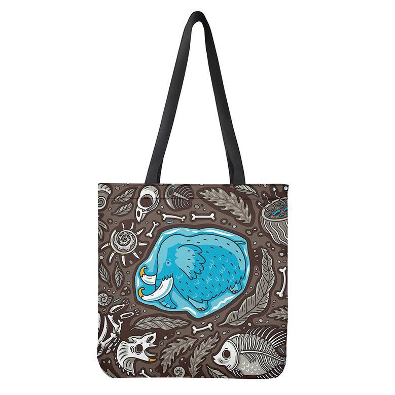 Frozen Mammoth And Fossil Print Tote Bag