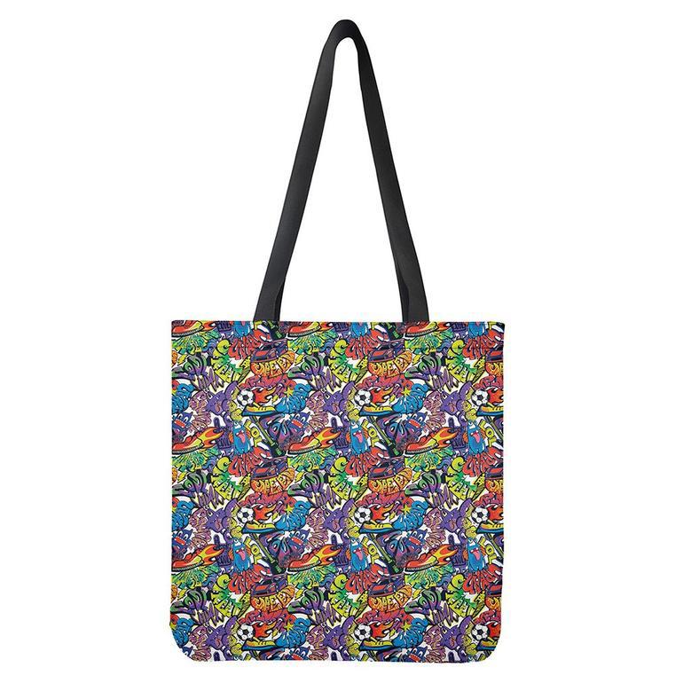 Funky Graffiti Pattern Print Tote Bag